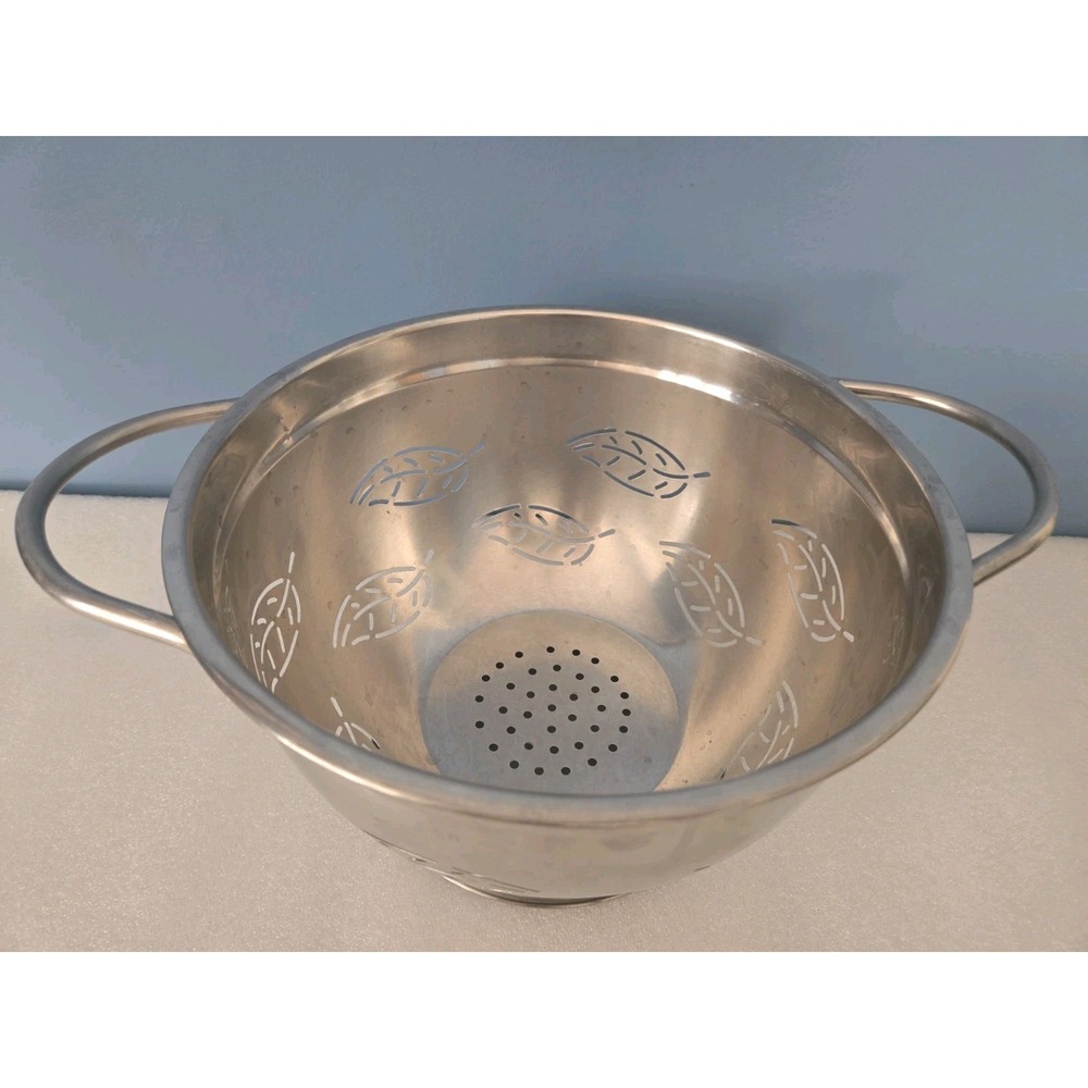 GOOD Cook 4-Quart STAINLESS Steel LEAF Leaves COLANDER *Heavy Duty TRIPLE CHROME